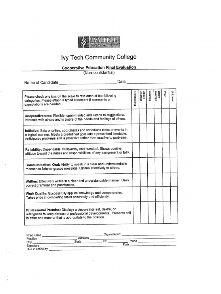 AGRI 280 Final Evaluation Form | PDF