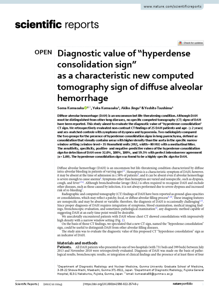 Diagnostic Value of 
