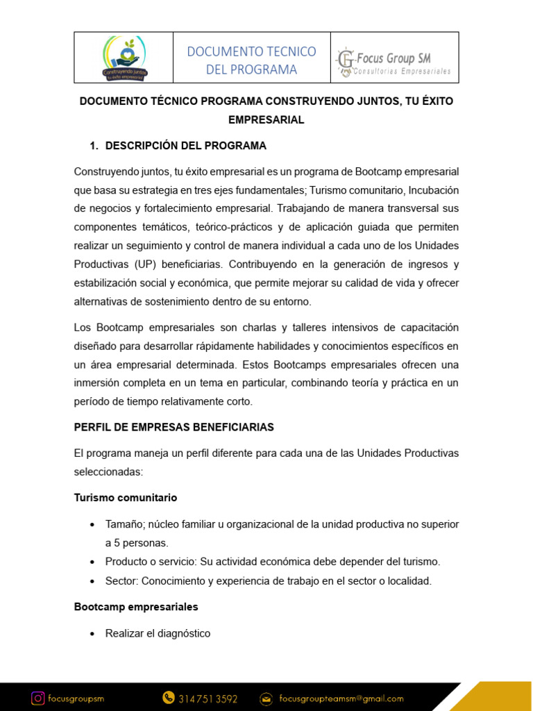 Documento Tecnico Del Programa | PDF