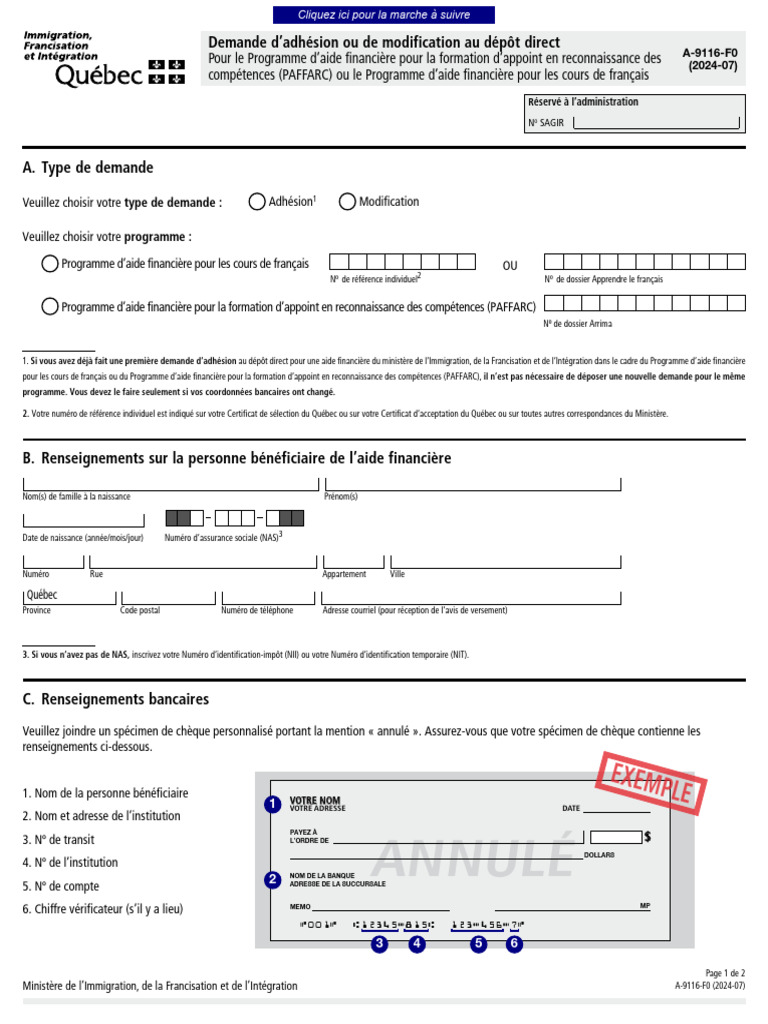 Demande de dépôt direct PAFFARC | PDF