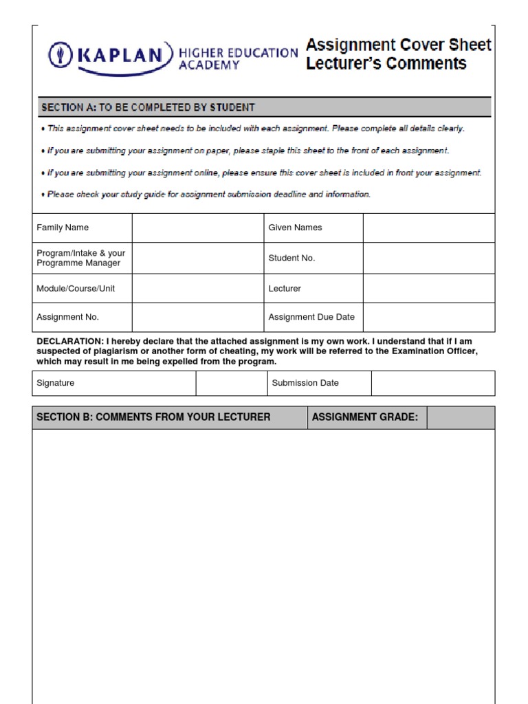 Assignment Submission Declaration Form | PDF | Career & Growth