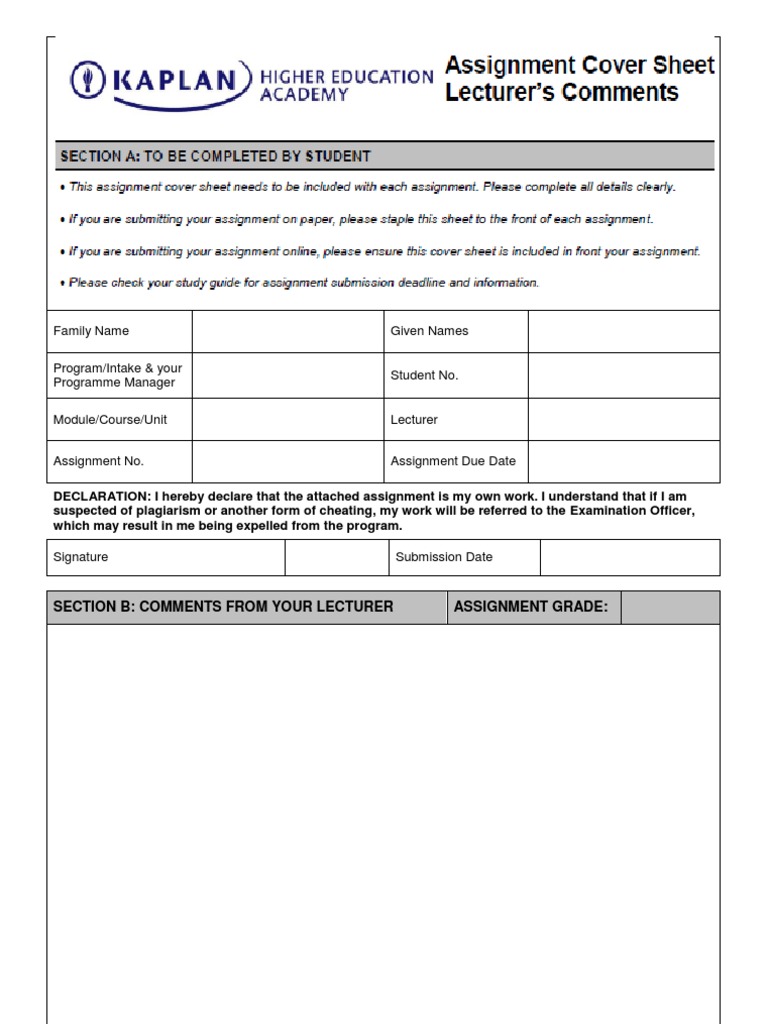 damelin assignment cover sheet pdf
