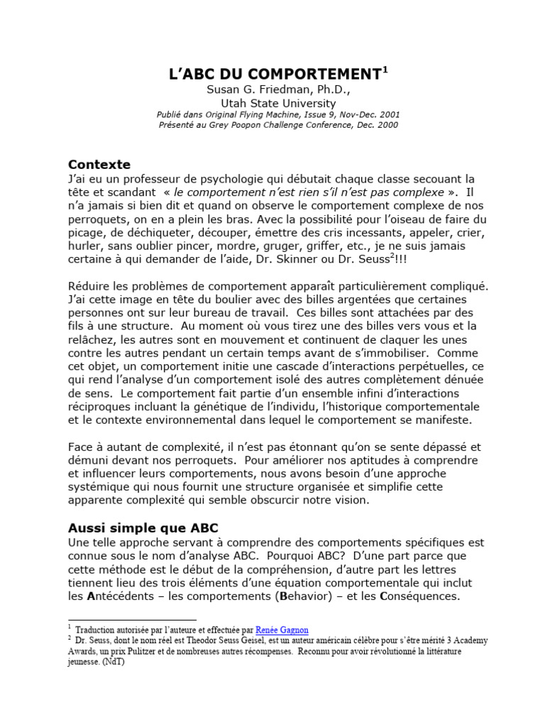 ABCs of Behavior - French-Canadian Translation | PDF