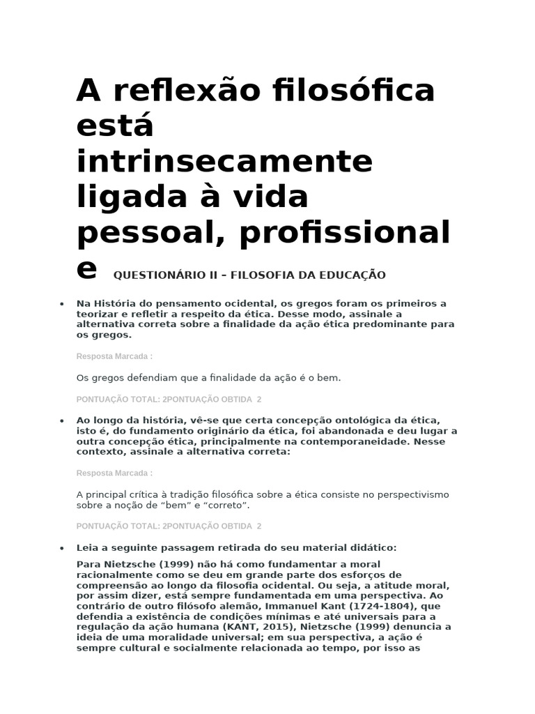 Reflexão Filosófica e Ética Social | PDF | Moralidade | Friedrich Nietzsche