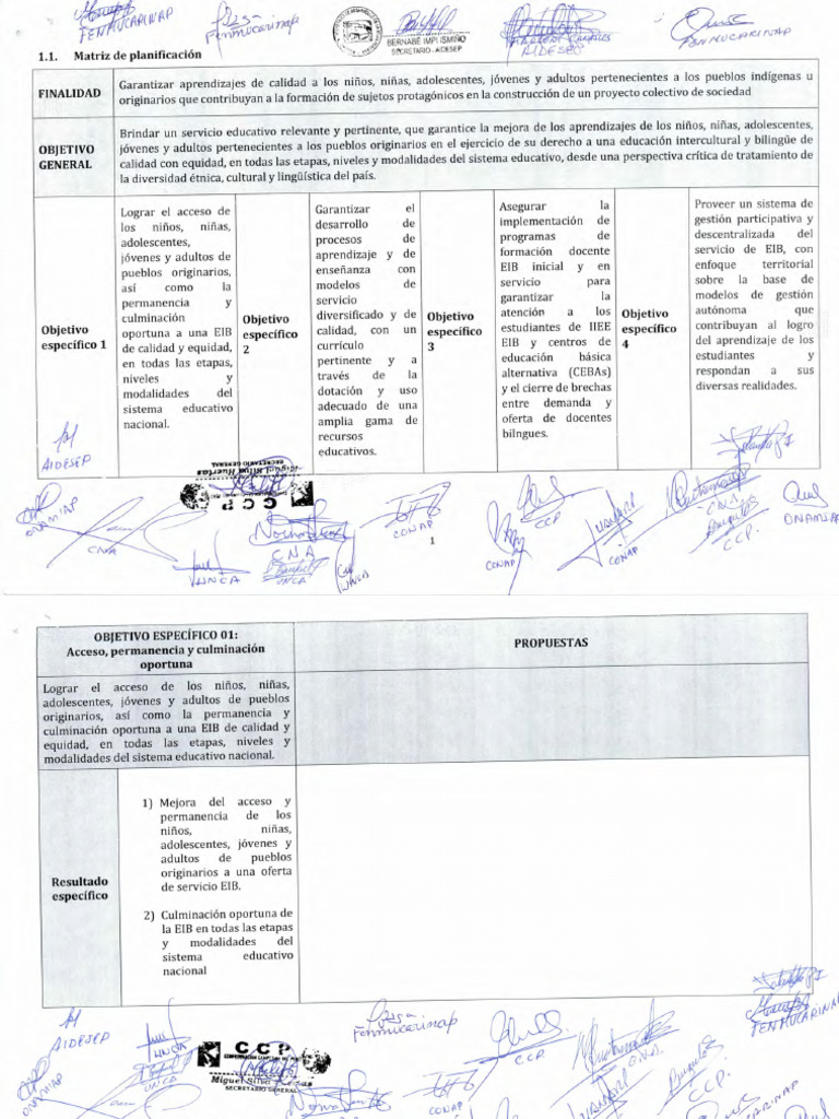 Resultado de Evaluación Interna Plan Nacional EIB | PDF