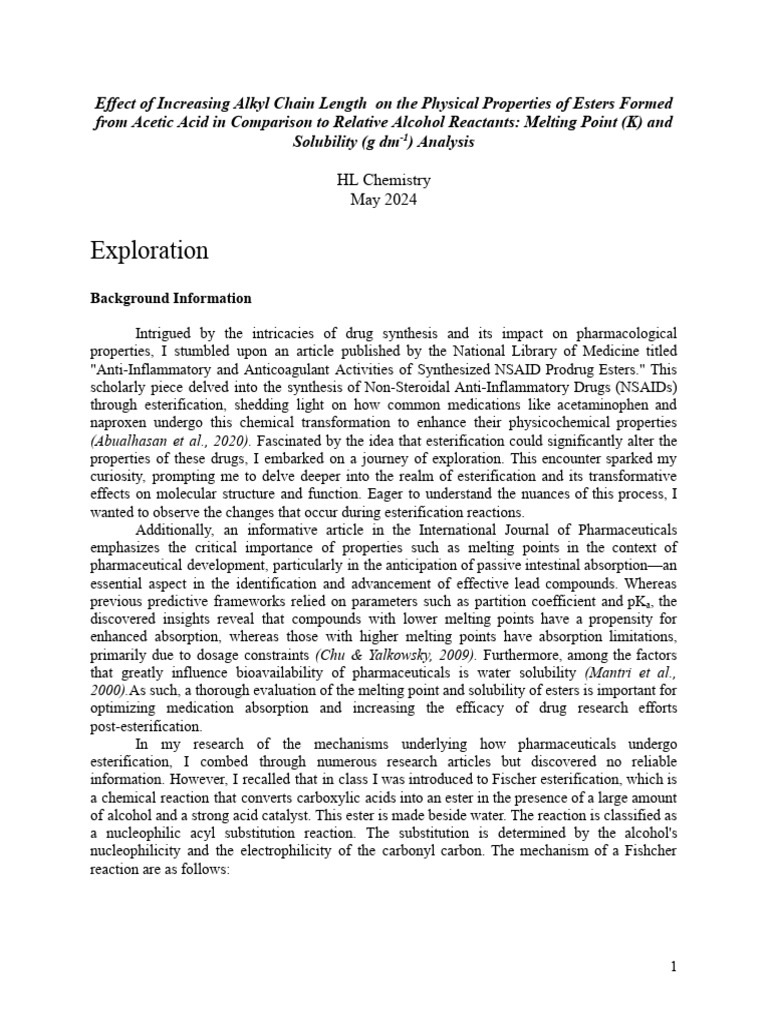 Alkyl Chain Length Effects on Ester Properties | PDF | Ester | Science ...