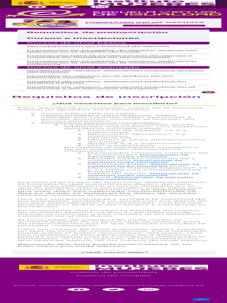 Requisitos de Inscripción - Escuela Virtual de Igualdad | PDF ...