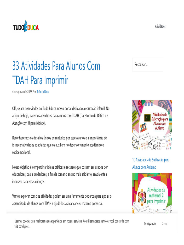 33 Atividades para Alunos Com TDAH para Imprimir | PDF