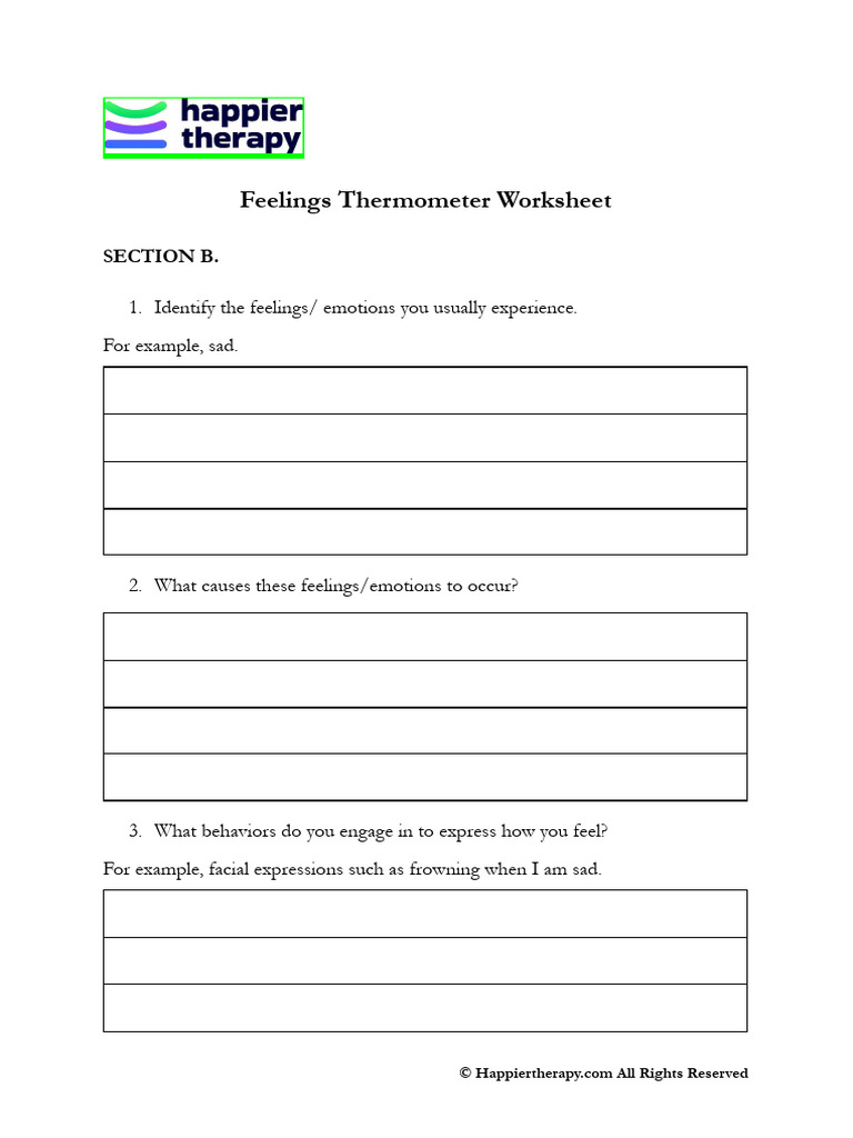 Feelings Thermometer Worksheet | PDF
