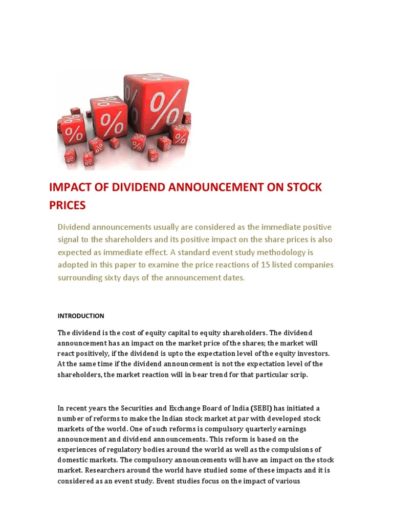 Impact of Dividend Announcement on Stock Prices Dividend Stocks