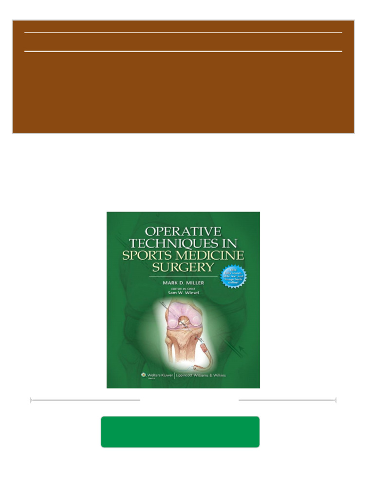 Operative Techniques in Sports Medicine Surgery emacuser 2024 scribd
