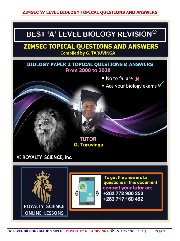 Zimsec A Level Biology Syllabus 2025
