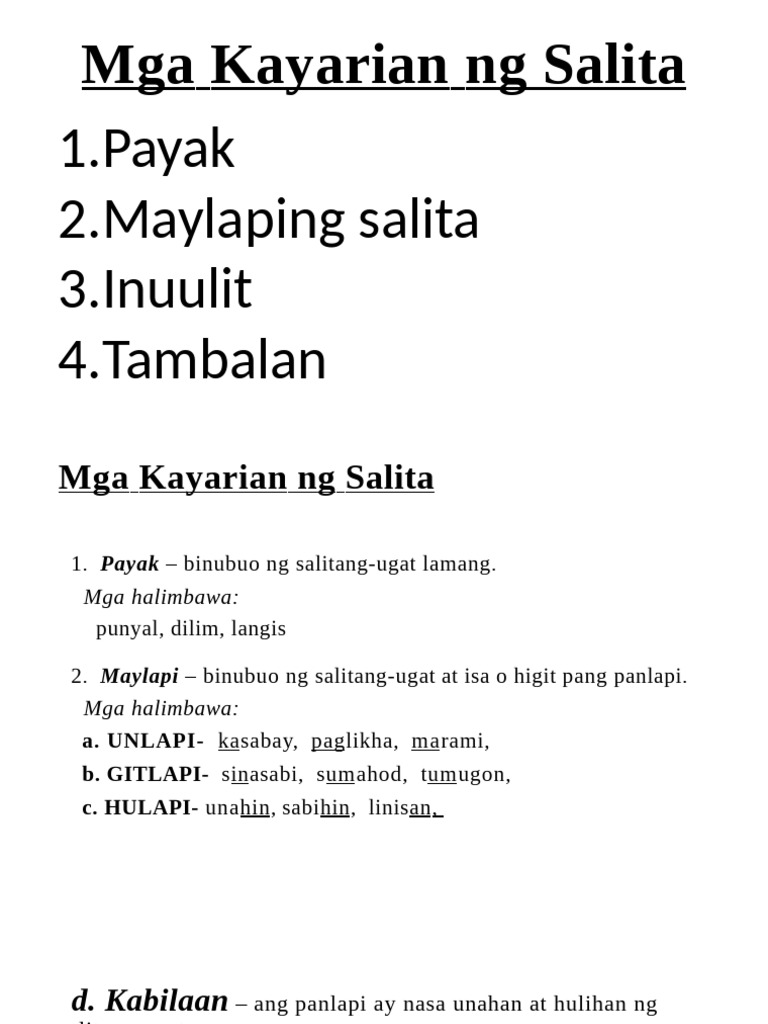Kayarian NG Salita | PDF