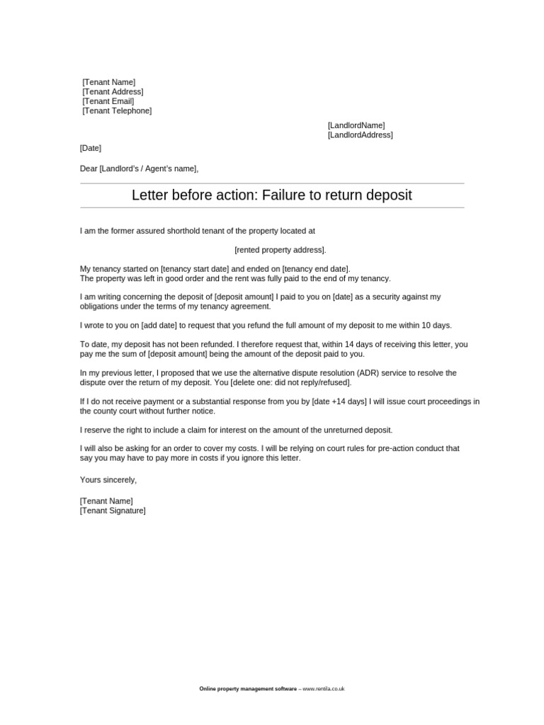 Demand for Security Deposit Refund | PDF