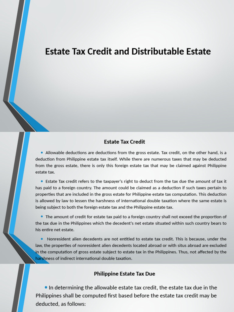 5 Estate Tax Credit and Distributable Estate | PDF