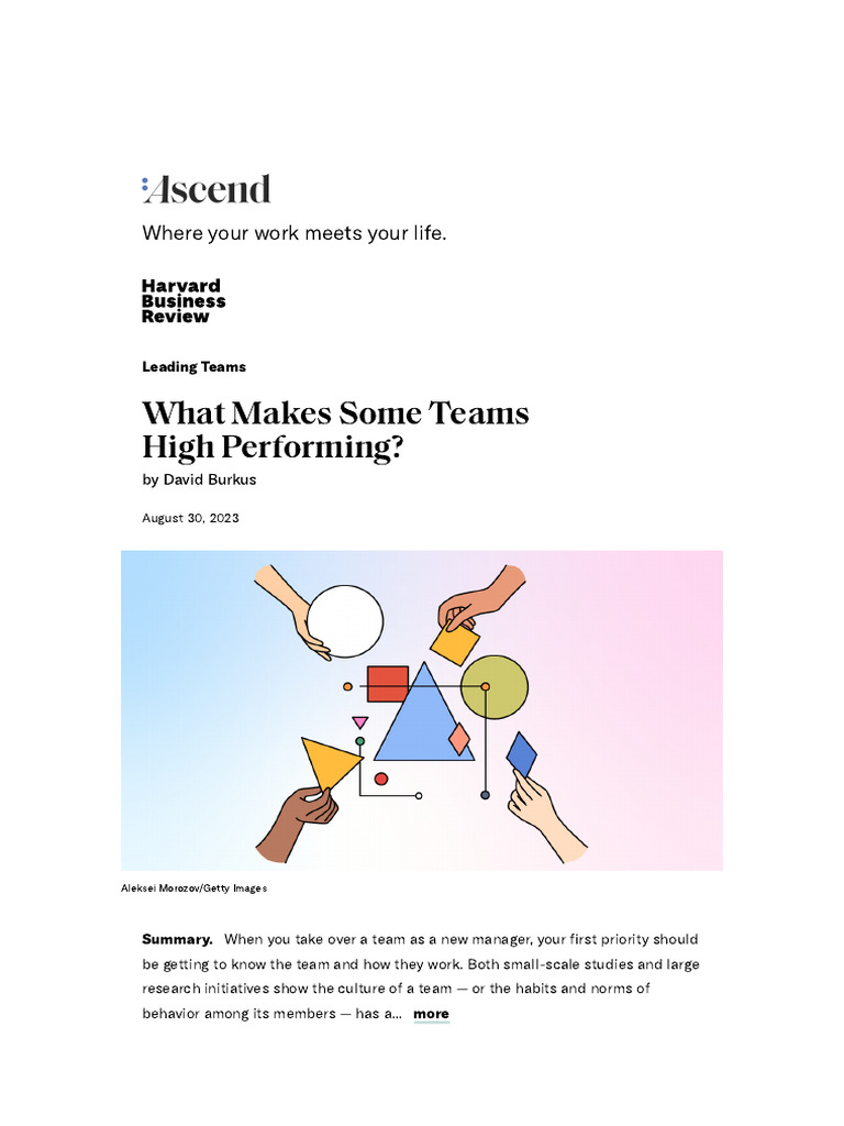 WHAT MAKES SOME TEAMS HIGH PERFORMING intelligence overview