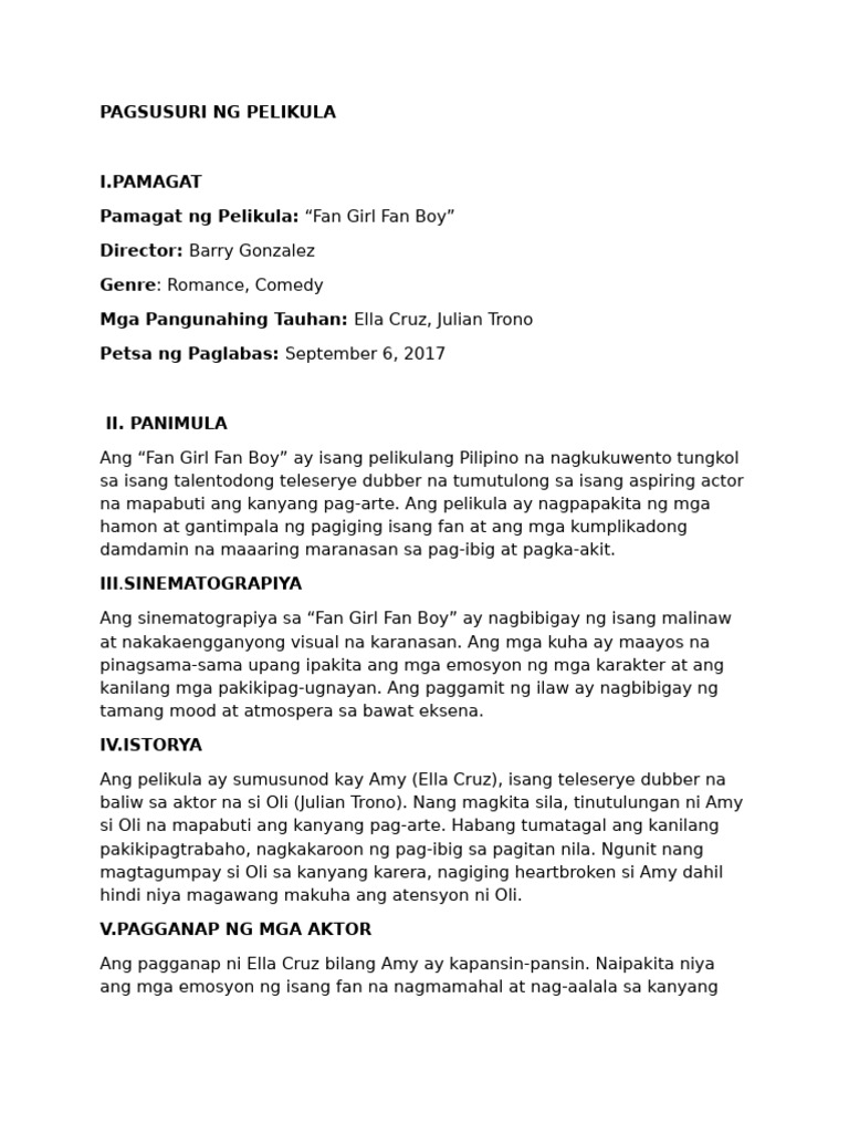 Fan Girl Fan Boy: Pelikulang Pagsusuri | PDF | Philippines