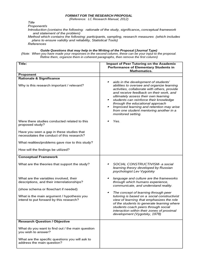 Format For The Research Proposal | PDF