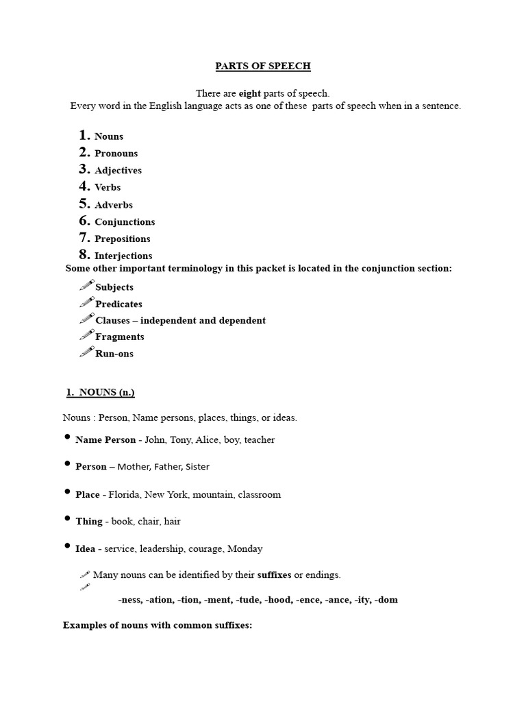 Parts of Speech (Noun) | PDF