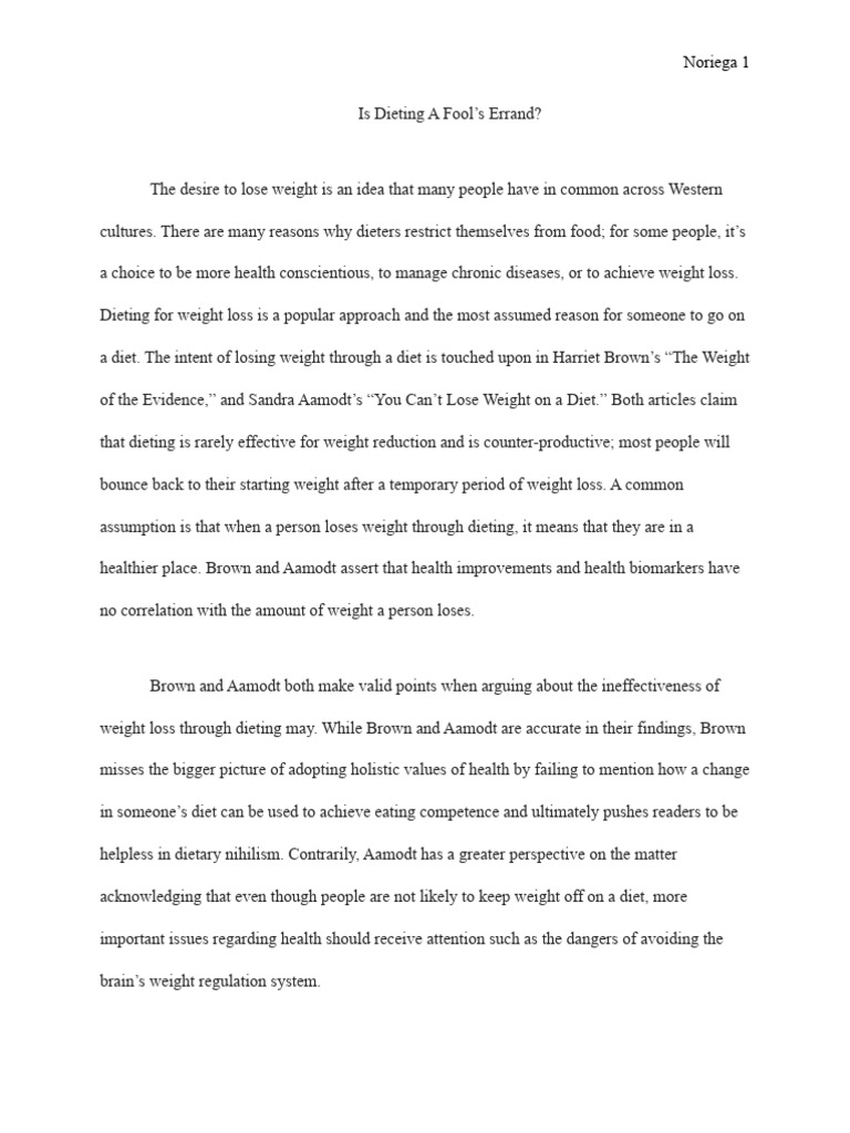 Is Dieting A Fools Errand: Final | PDF
