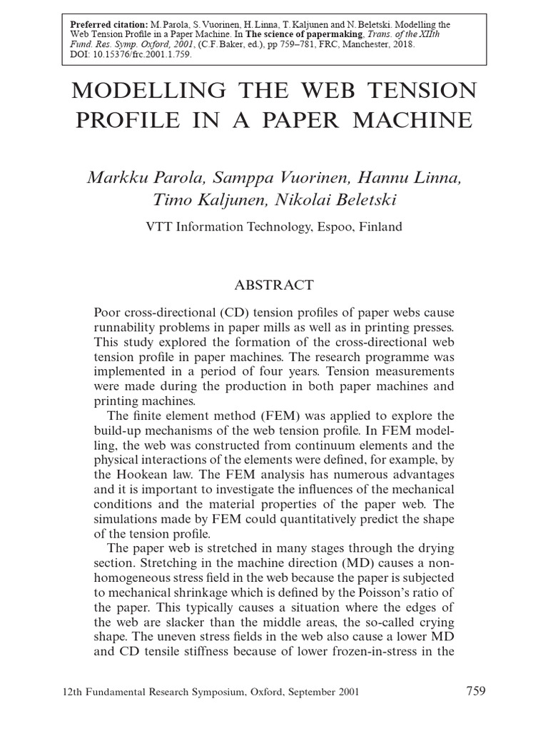 Modelling The Web Tension | PDF