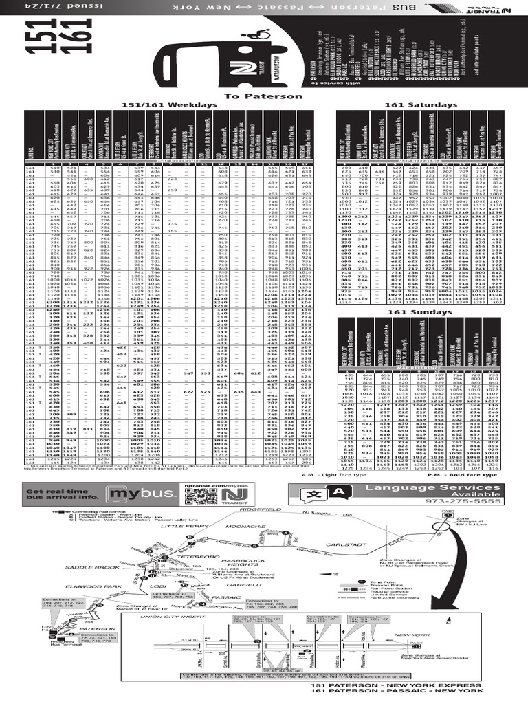 Nj Transit Bus 161 Schedule