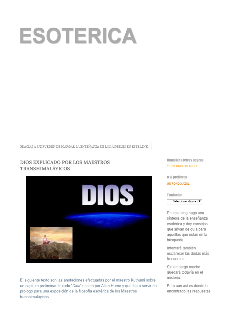 Esoterica - Dios Explicado Por Los Maestros Transhimaláyicos | PDF