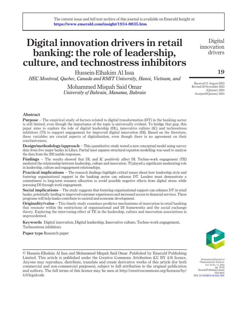 Digital Innovation Drivers in Retail Banking The Role of Leadership ...