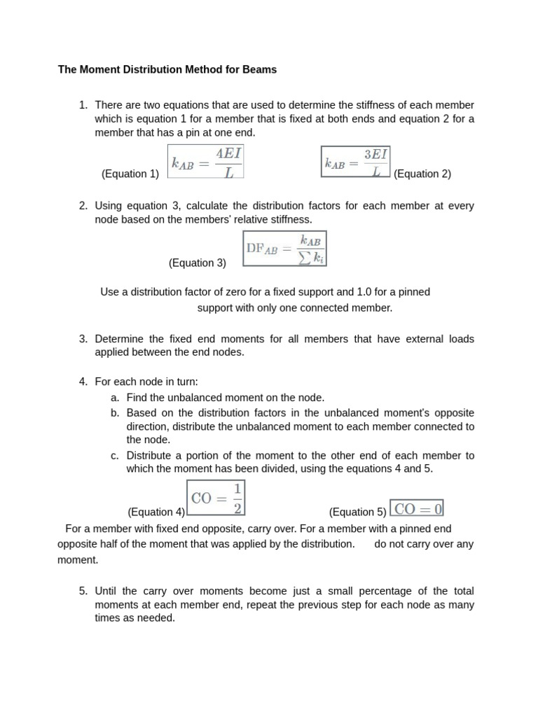 The Moment Distribution Method For Beams | PDF