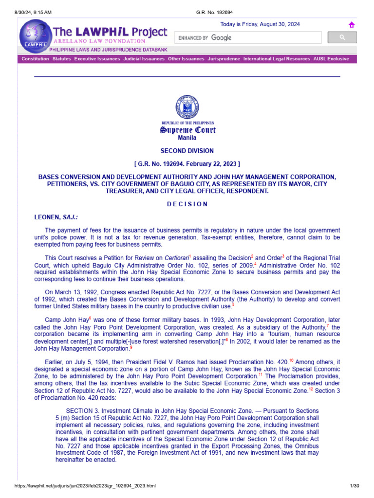 05-BCDA Vs City Government of Baguio | PDF