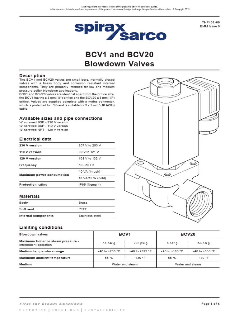 02.1 - 03316 - Data Sheet - Blowdown Valves BCV1 - EN | PDF