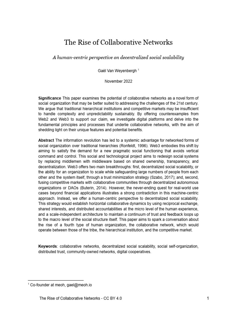 The Rise of Collaborative Networks | PDF | Market (Economics ...
