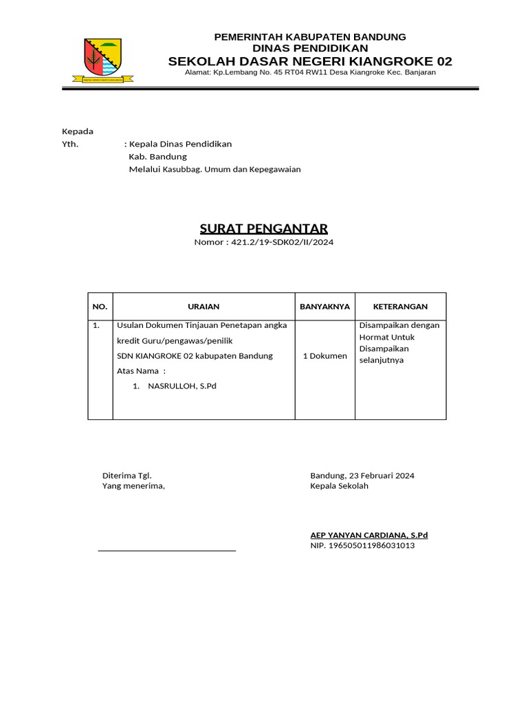 Surat Pengantar - Form | PDF