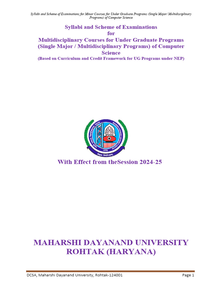 DCSA-Multidisciplinary Courses For UG Programs in Computer Science Wef ...