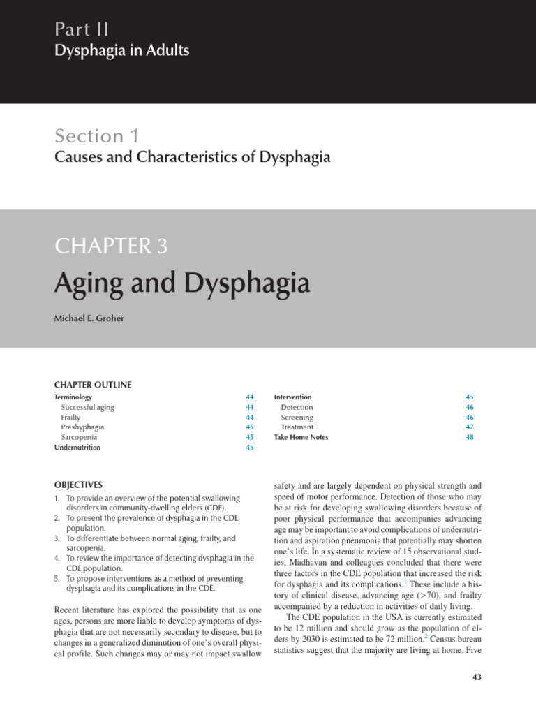 Chapter 3 Aging And Dysphagia Pdf Geriatrics Clinical Medicine