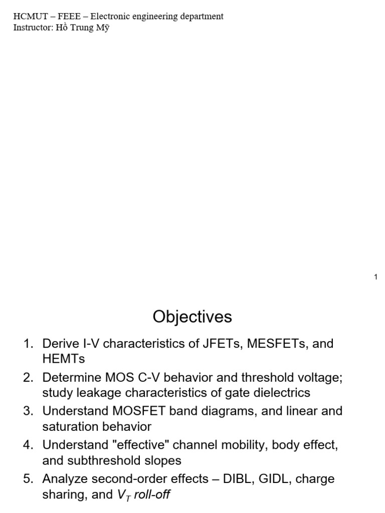 SSED - CH 6 - Field Effect Transistors - P1 | PDF