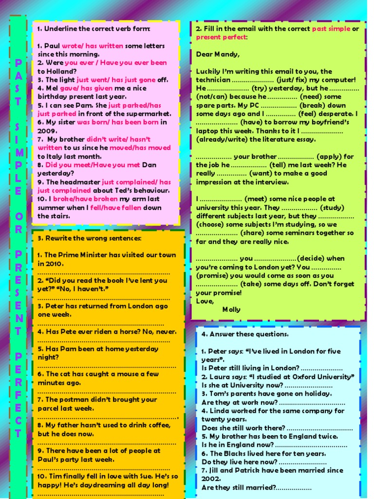 Past Simple vs Present Perfect Worksheet | PDF | Language Arts & Discipline
