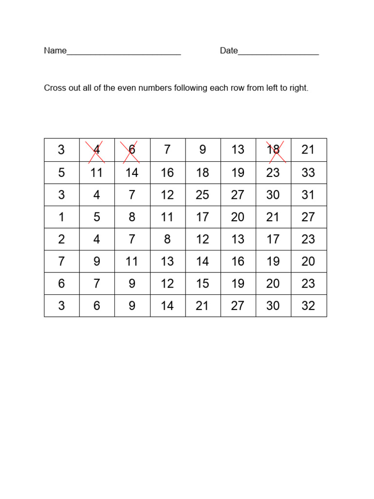 Number Trail For Sustained Attention