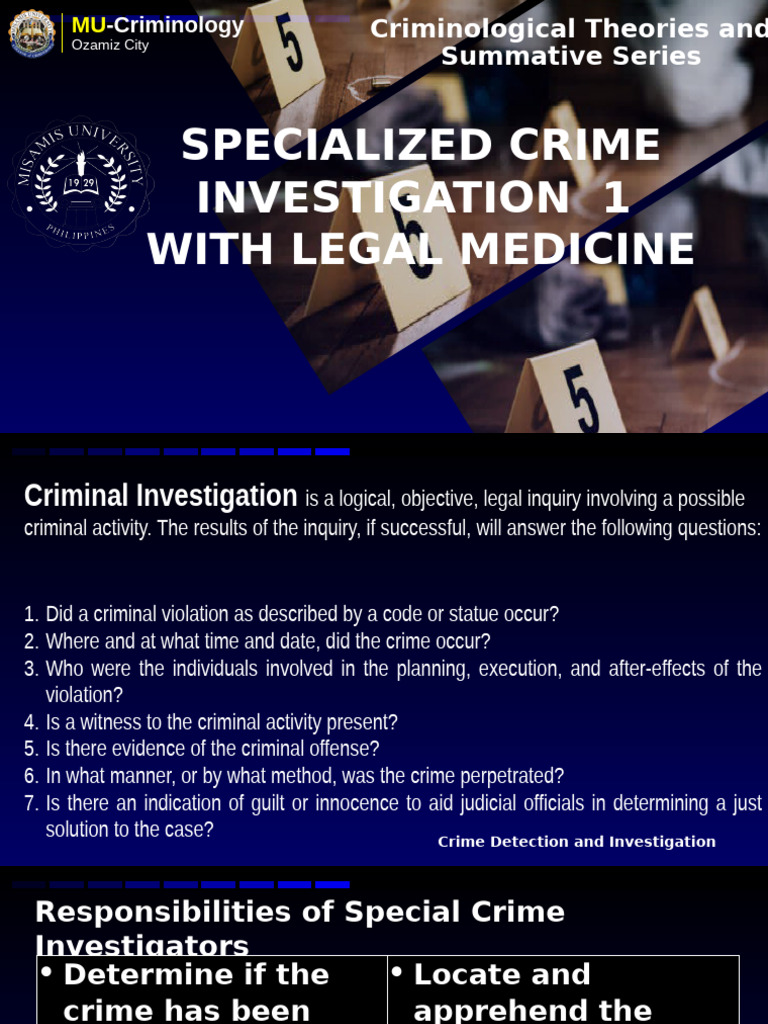 Specialized Crime Investigation 1 With Legal Med Pdf