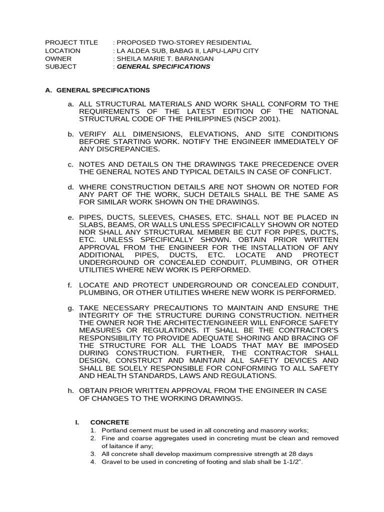 SPECIFICATION - Civil | PDF