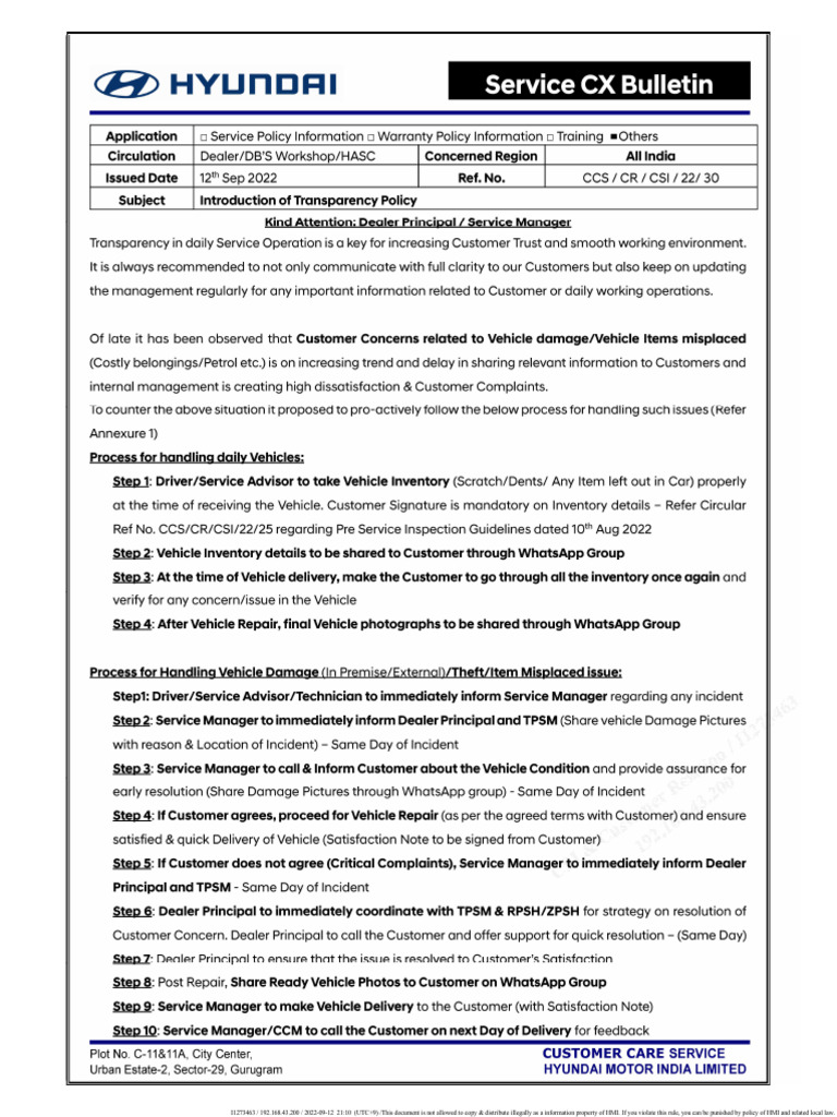 Circular On Transparency Policy | PDF