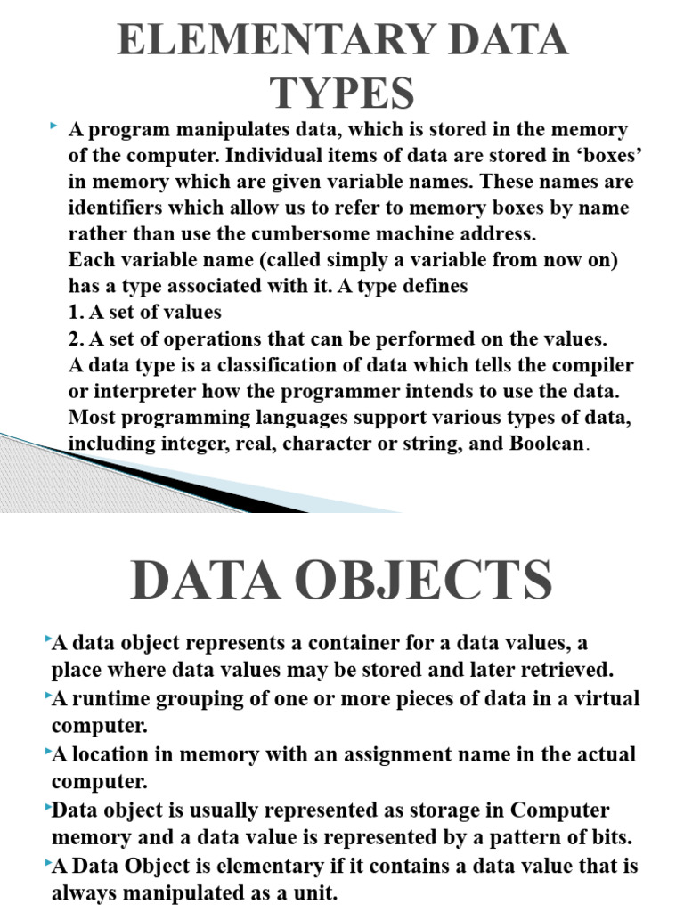 Elementary Data Types | PDF | Data Type | Computers