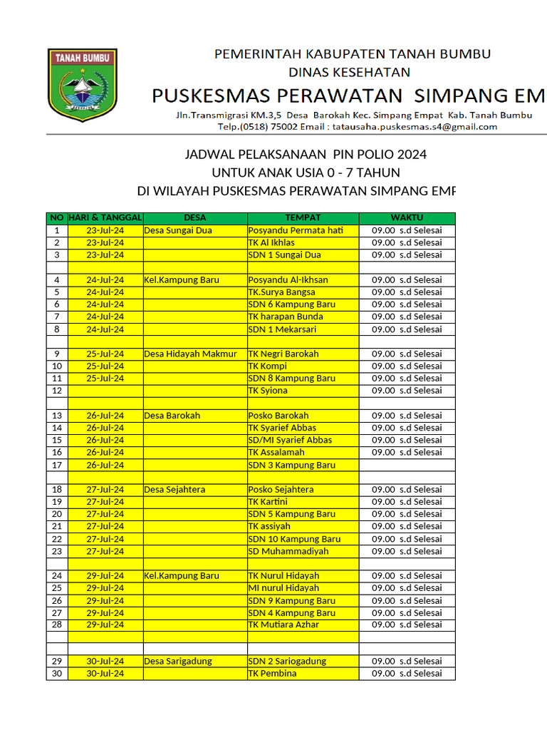 Jadwal Pin Polio 2024 Pdf