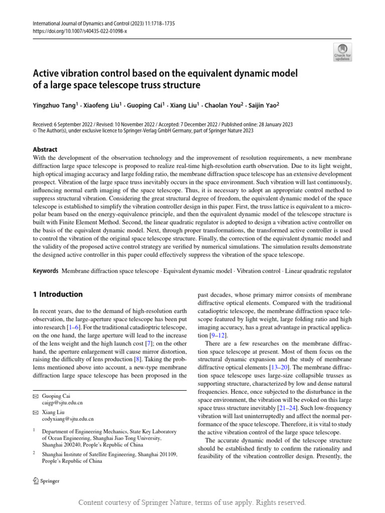 Active Vibration Control Based On The Equivalent D | PDF | Matrix ...
