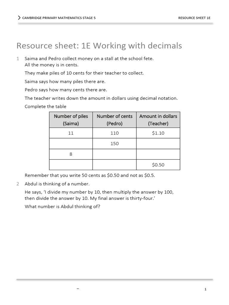Prim Maths 5 2ed TR Resource 1e | PDF