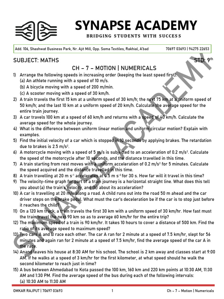 CH - 7 - Numericals | PDF