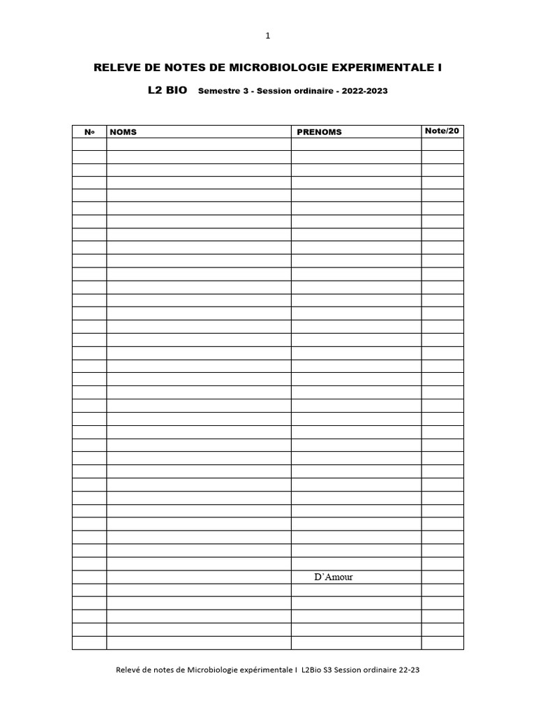 RELEVE DE NOTES - 2 | PDF