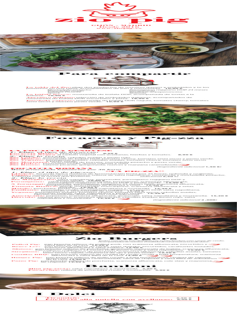Menú de Zio Pig en Gijón | PDF | pesto | ensalada