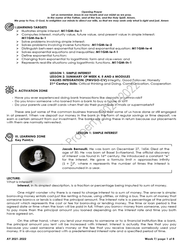 Reviewer on math pdf interest exponentiation