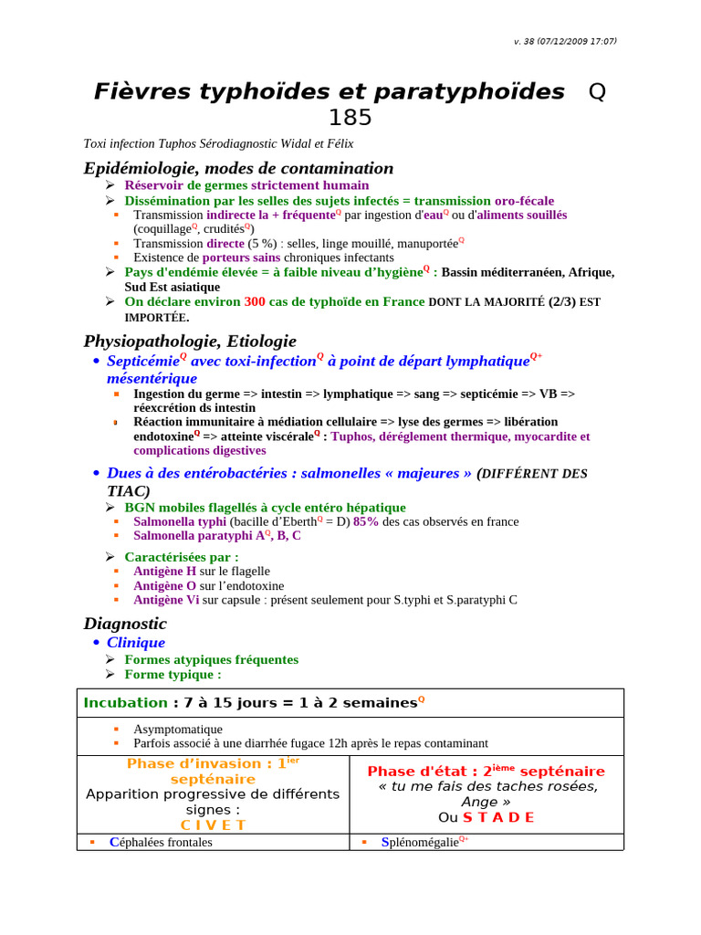 Q 185 Fievre Typhoide | PDF